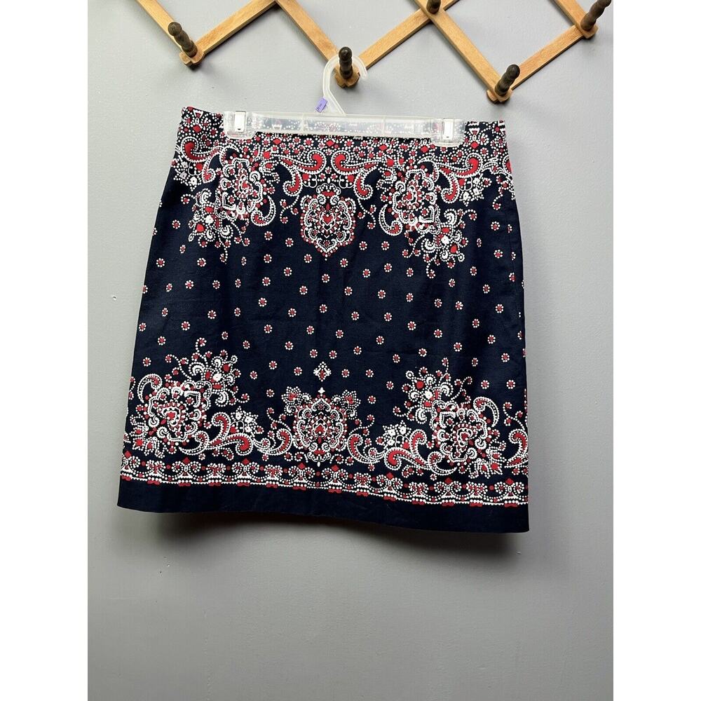 Talbots Navy and White Paisley Mini Skirt - Picture 2 of 8